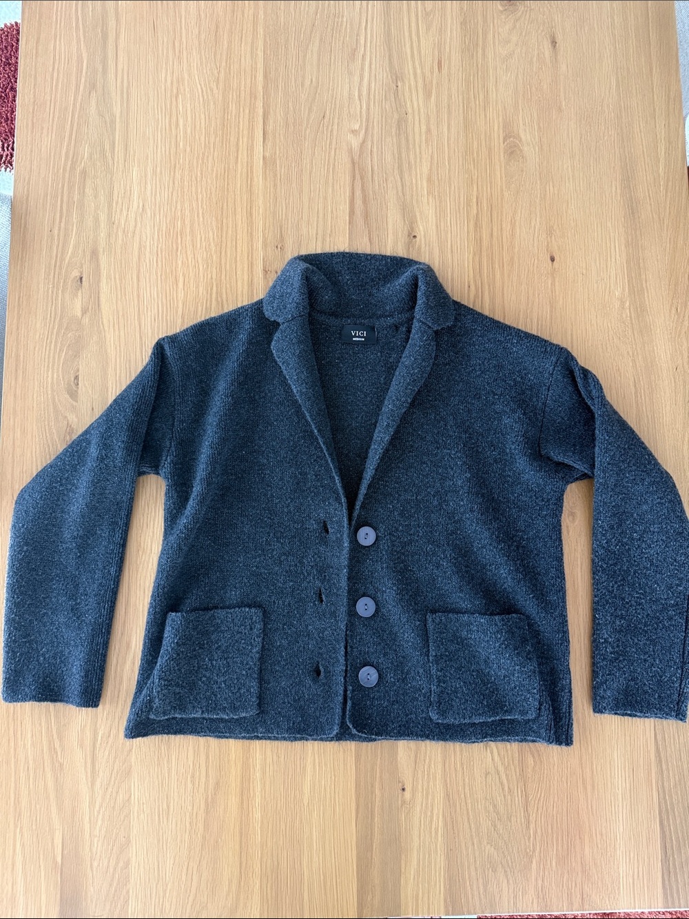 Charcoal gray collared cardigan, Vici, M, gently worn